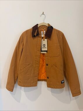 Timberland Brown Canvas Jacket with Orange Lining
